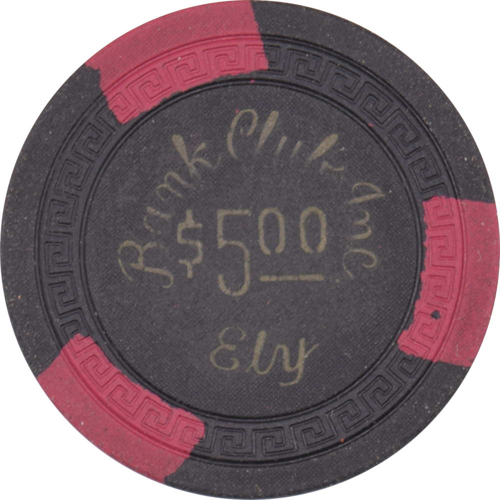 Bank Club Casino Ely Nevada $5 Chip 1937