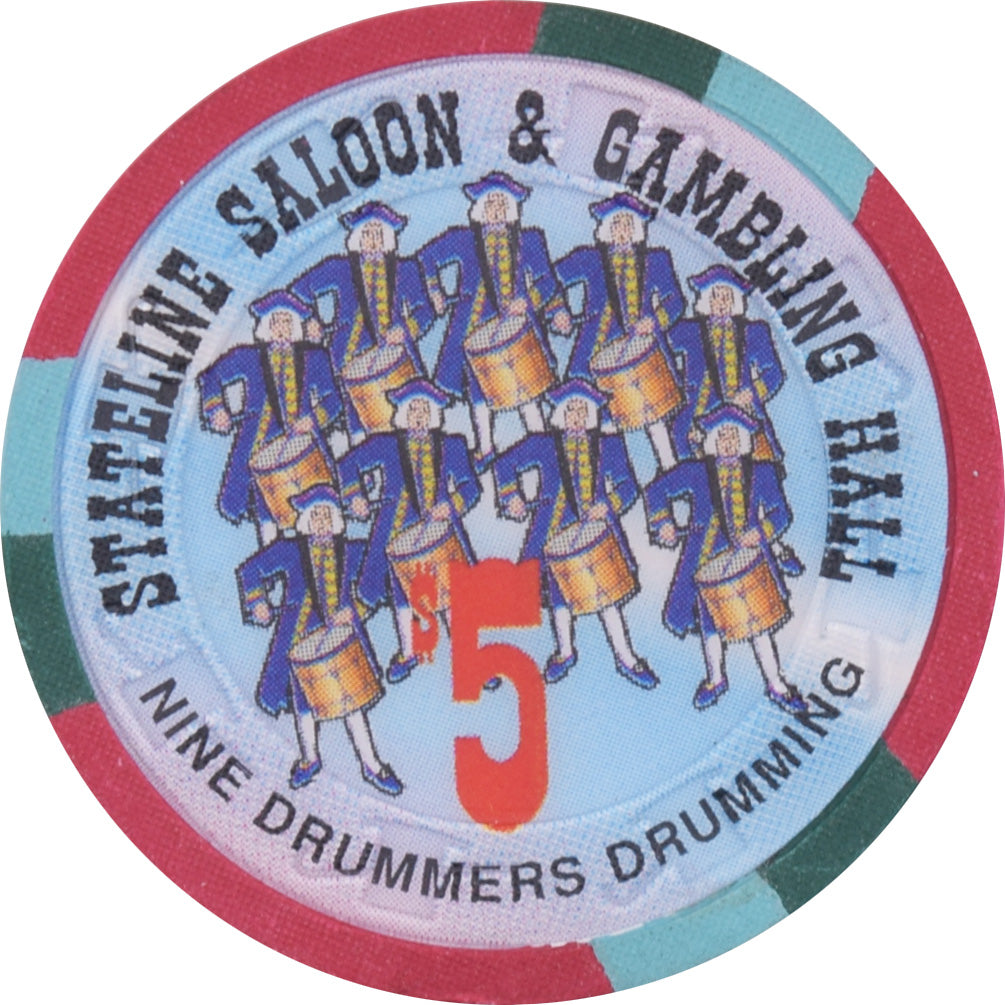 Stateline Saloon Casino Amargosa Valley Nevada $5 Nine Drummers Drumming Chip 1996