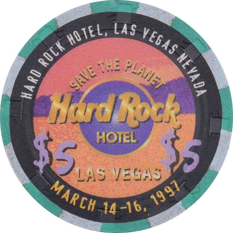 Hard Rock Casino Las Vegas Nevada $5 King of the Beach Chip 1997