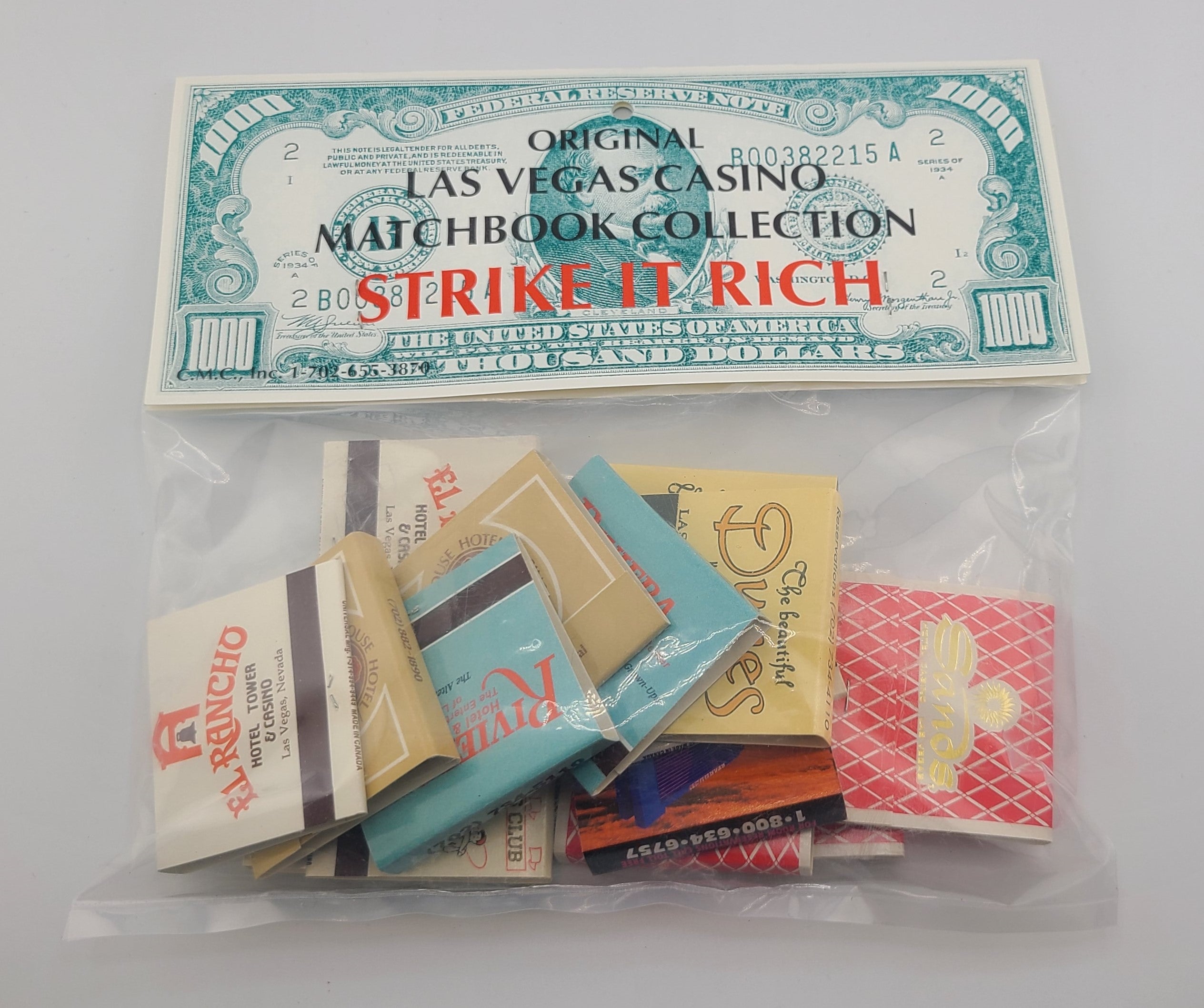 Obsolete Bag of 15 Matchbooks From Closed Casino Las Vegas Nevada