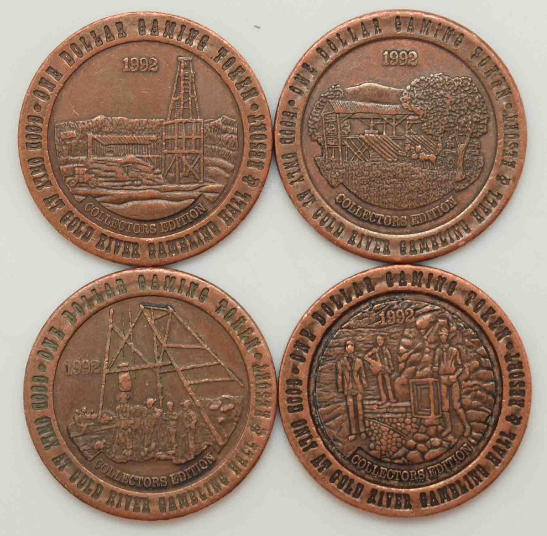 Gold River Casino Laughlin Nevada Set 4 $1 Gaming Tokens 1992