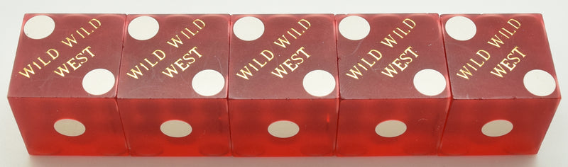 Wild Wild West Casino Las Vegas Nevada Used Sanded Red Stick of 5 Dice