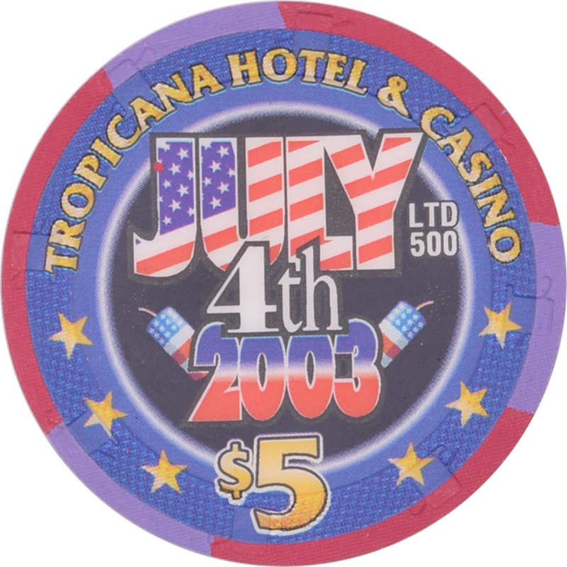 Tropicana Casino Las Vegas Nevada $5 4th of July Chip 2003