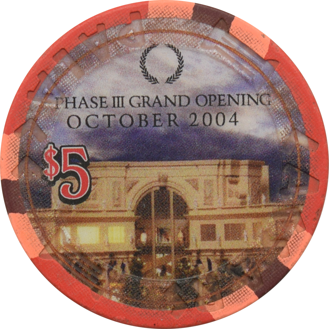 Caesars Palace Casino Las Vegas Nevada $5 Phase III Grand Opening Chip 2004