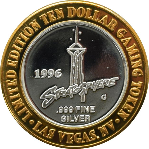 Stratosphere Casino Las Vegas "Big Shot" $10 Silver Strike .999 Fine Silver 1996