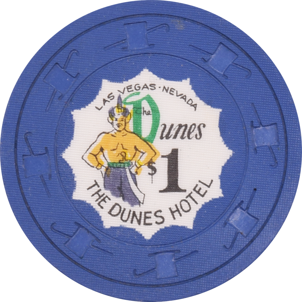 Dunes Hotel Casino Las Vegas Nevada $1 Navy Chip 1964