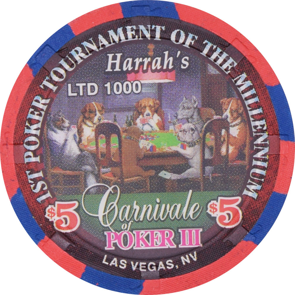 Harrah's Casino Las Vegas Nevada $5 Carnivale of Poker III Chip 2000