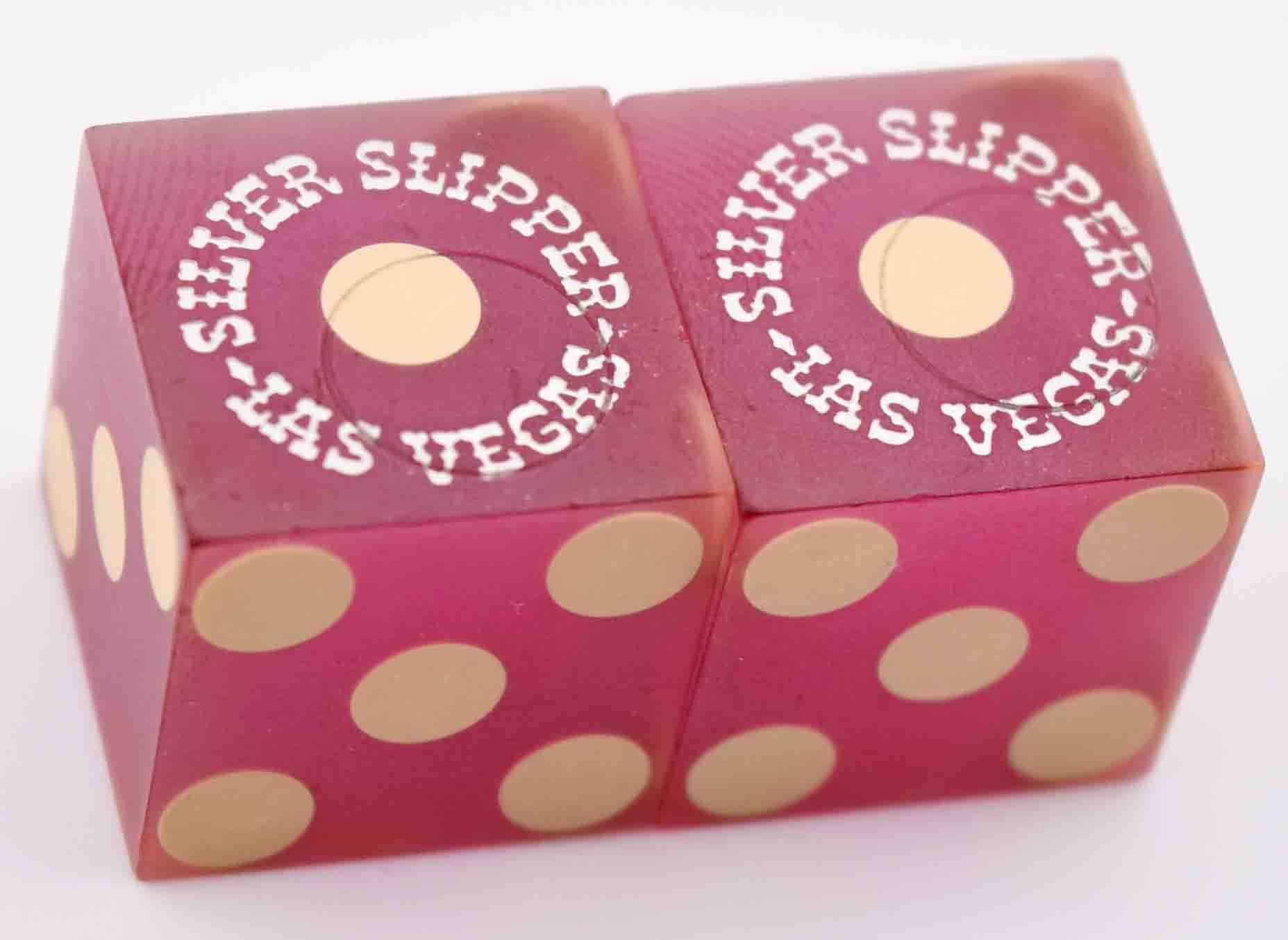 Silver Slipper Casino Las Vegas Nevada Dice Pair Purple