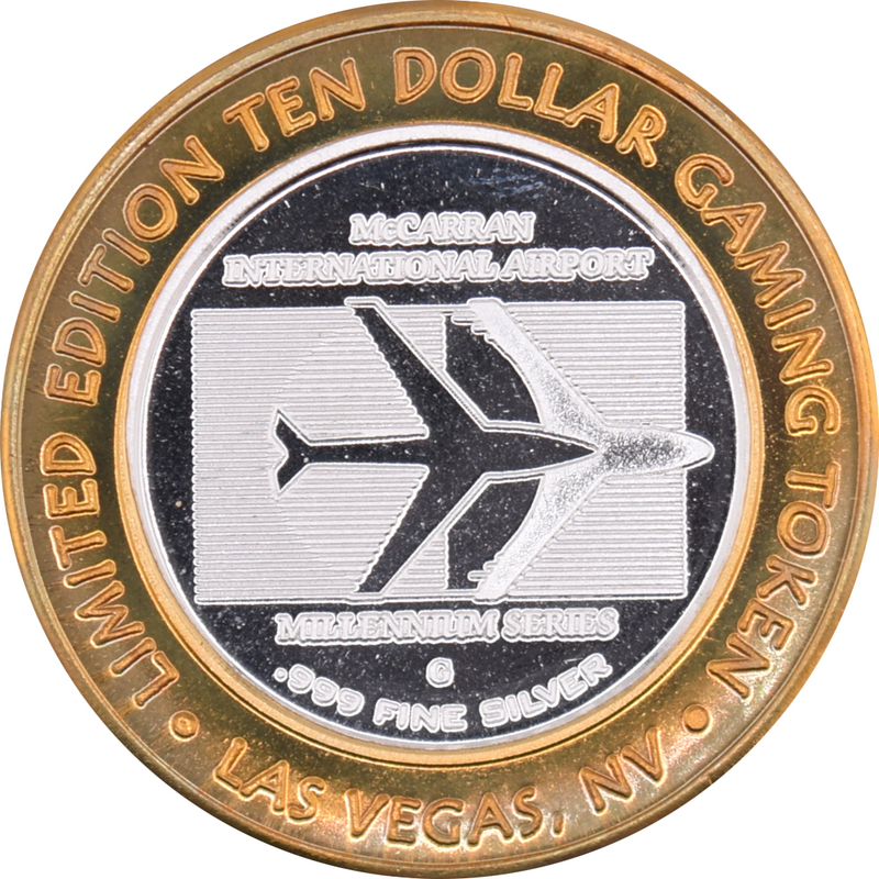 McCarran International Airport Las Vegas "Alamo Airport" 10 Silver Strike .999 Fine Silver 2000