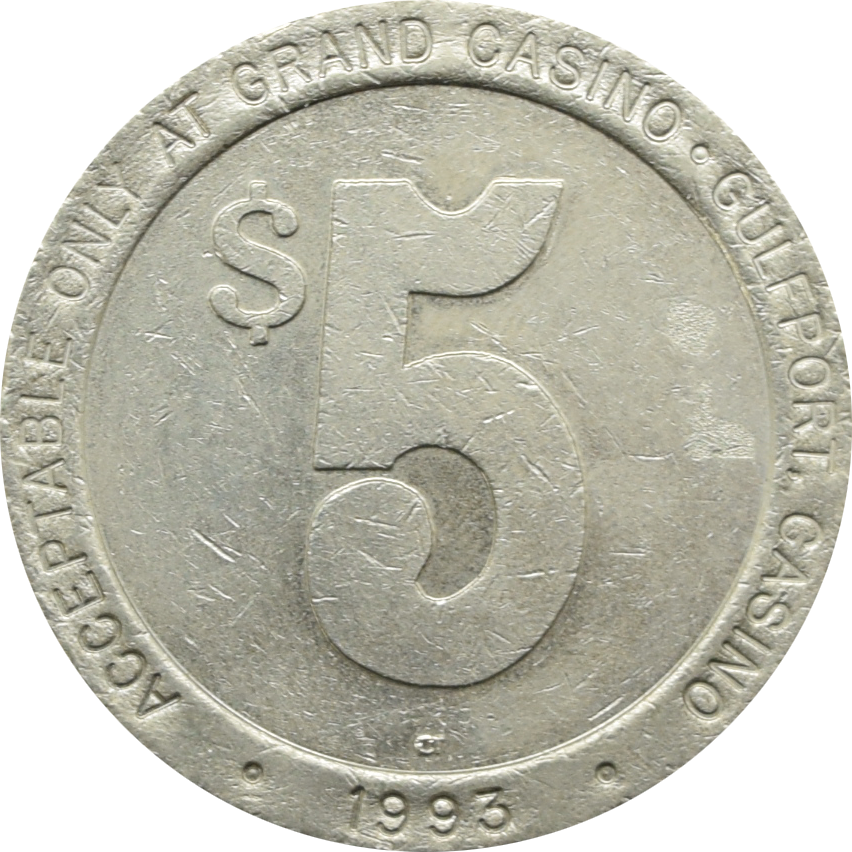 Grand Casino Gulfport Mississippi $5 Token