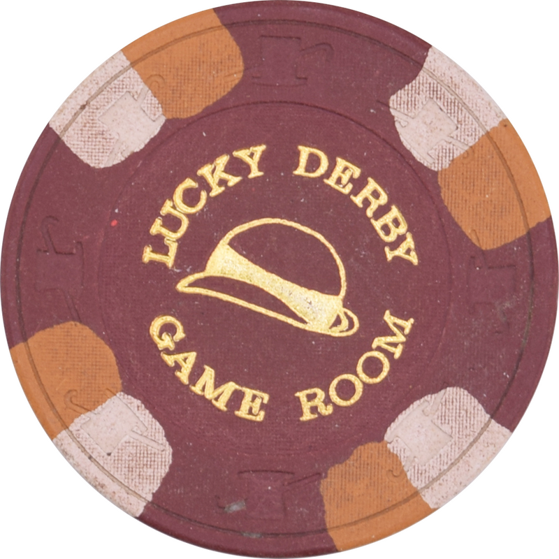 Lucky Derby Casino Citrus Heights California $5 Dk Brown 4D14 Chip