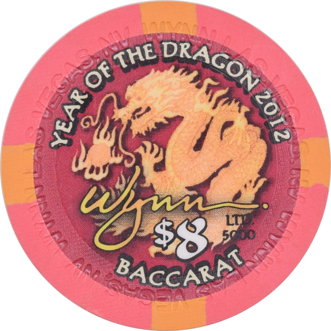 Wynn Casino Las Vegas Nevada $8 Year of the Dragon 43mm Chip 2012