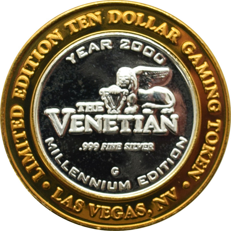 The Venetian Casino Las Vegas " 1st Anniversary" $10 Silver Strike .999 Fine Silver 2000
