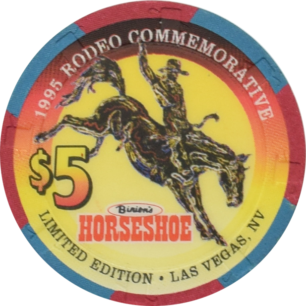 Horseshoe Club (Binion's) Casino Las Vegas Nevada $5 Rodeo Commemorative Chip 1995