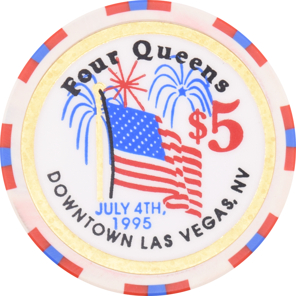 Four Queens Casino Las Vegas Nevada $5 4th of July Chip 1995