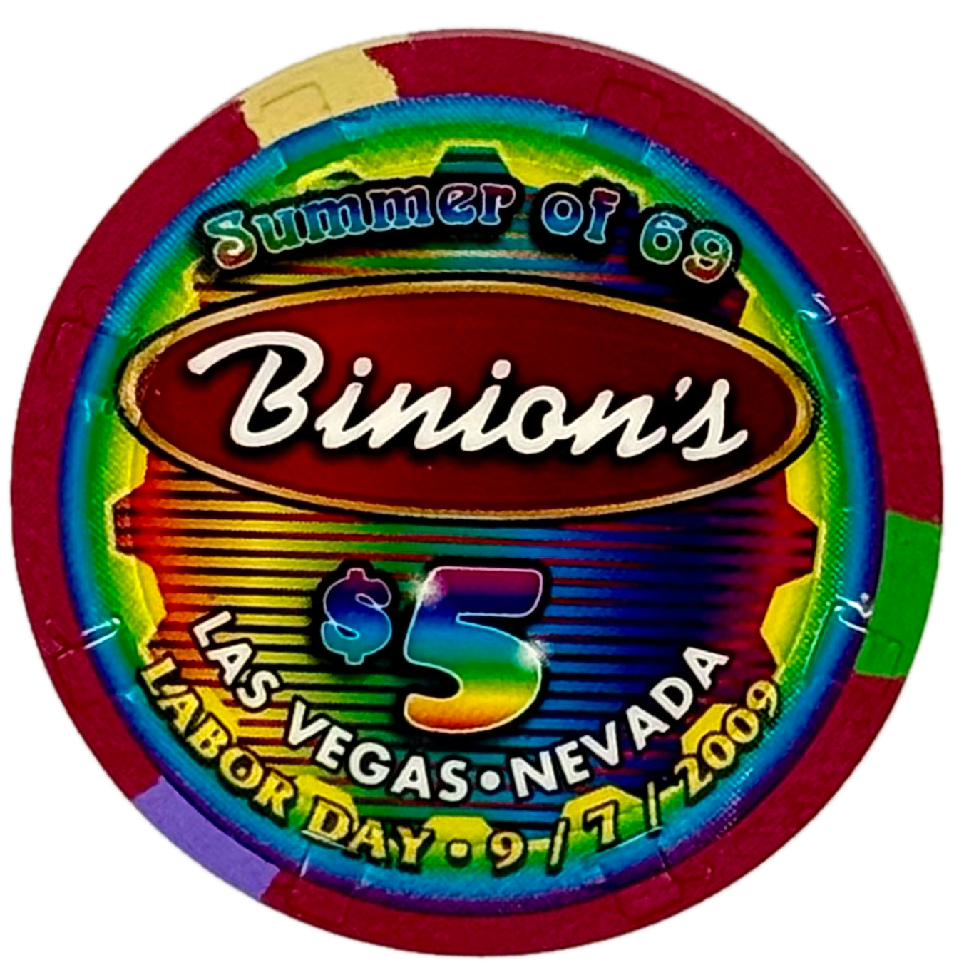 Binion's Casino Las Vegas NV $5 Labor Day Chip 2009