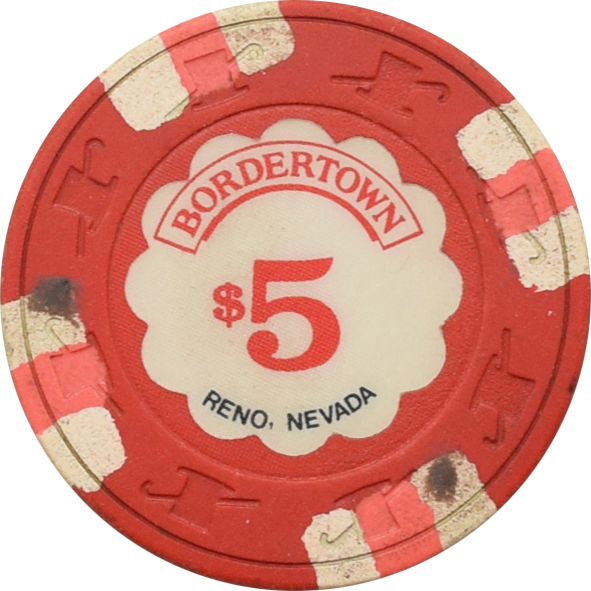 Bordertown Casino Reno Nevada $5 Chip 1986