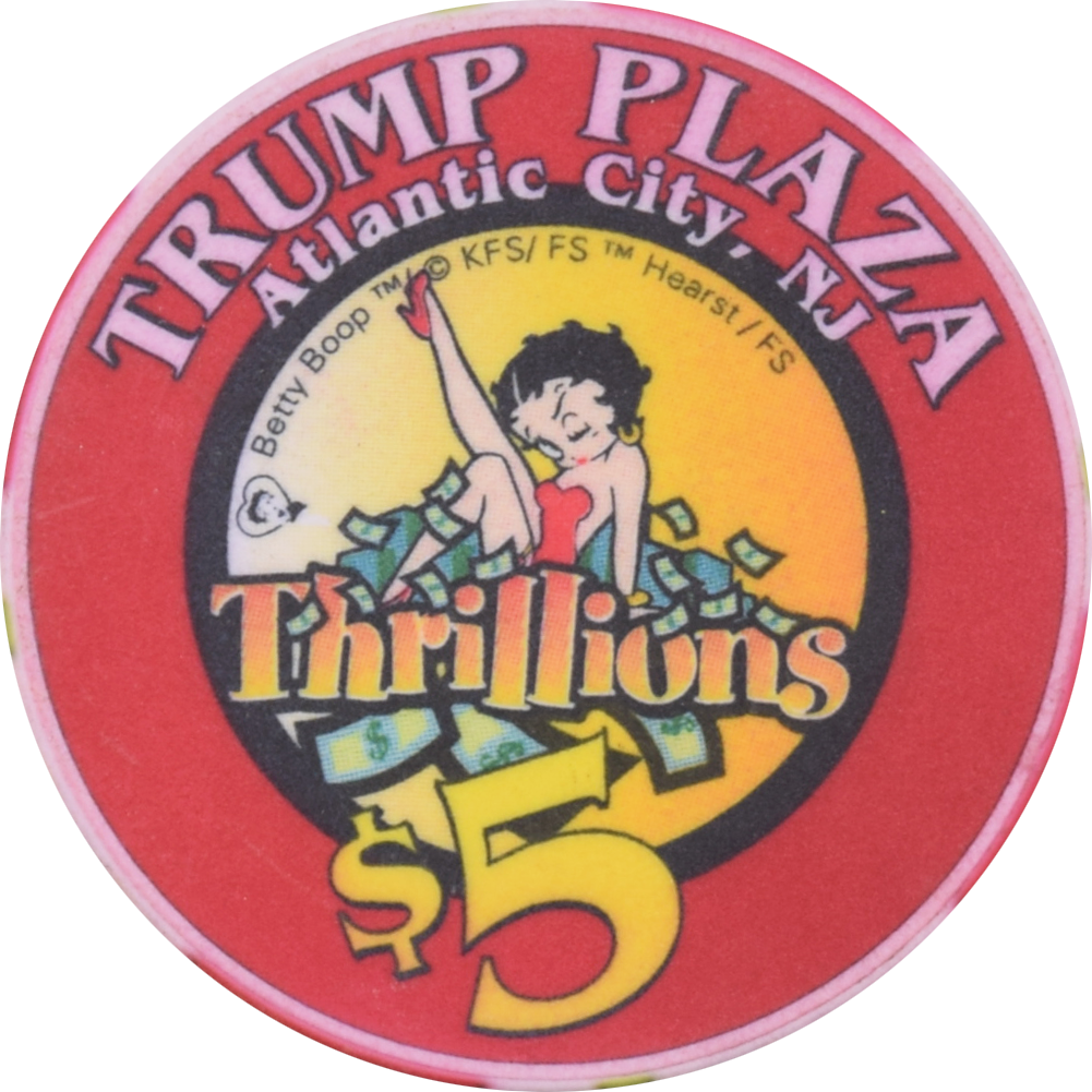 Trump Plaza Casino Atlantic City New Jersey $5 Betty Boop Thrillions - Big Hit Chip