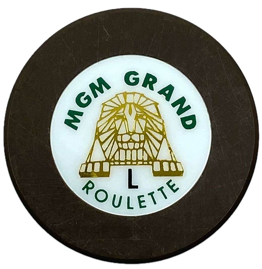 MGM Grand Casino Las Vegas NV Brown L Roulette Chip 1993