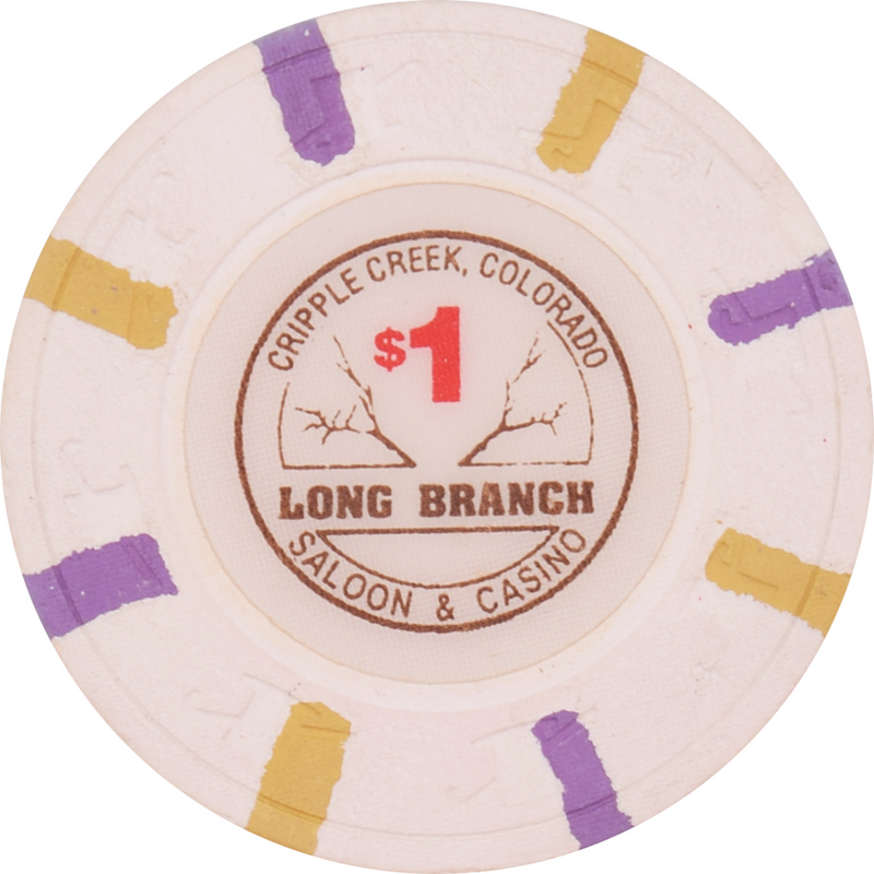 Long Branch Casino Central City Colorado $1 (Purple & Gold) Chip