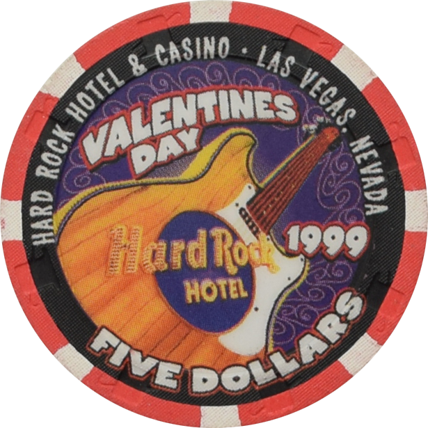 Hard Rock Casino Las Vegas Nevada $5 Valentine's Day Chip 1999