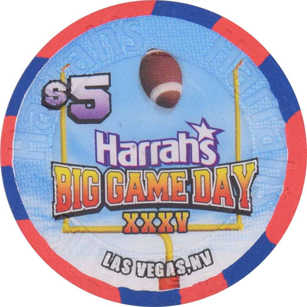 Harrah's Casino Las Vegas Nevada $5 Big Game XXXV Chip 2001