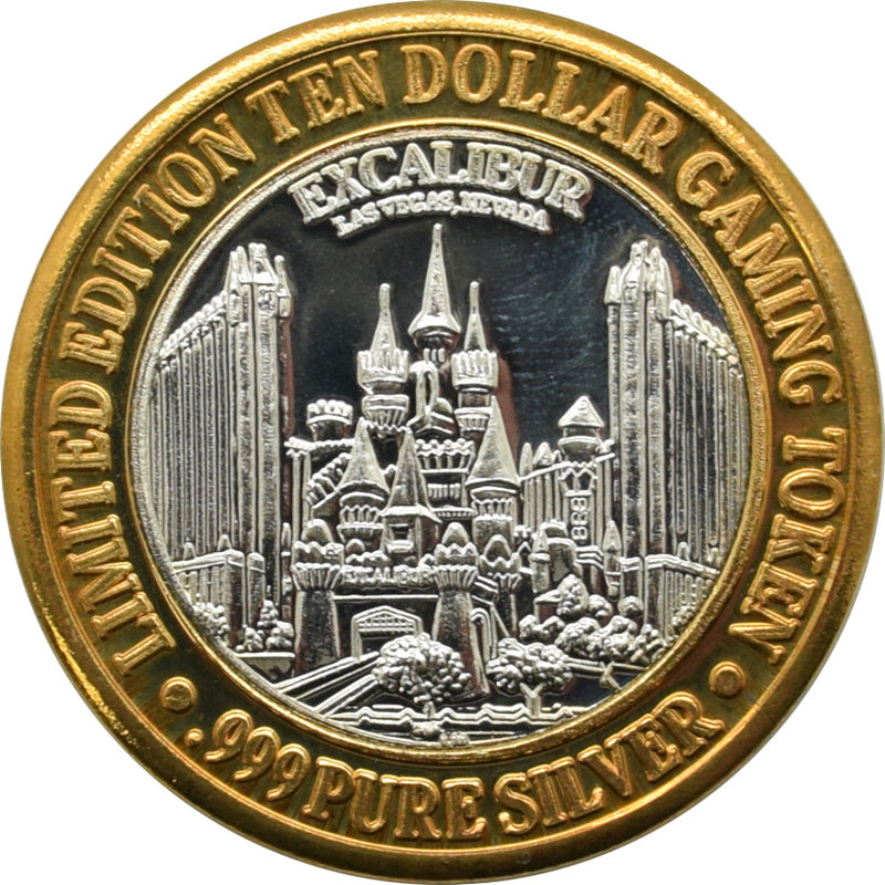 Excalibur Casino Las Vegas "Dragon" $10 Silver Strike .999 Fine Silver 1994