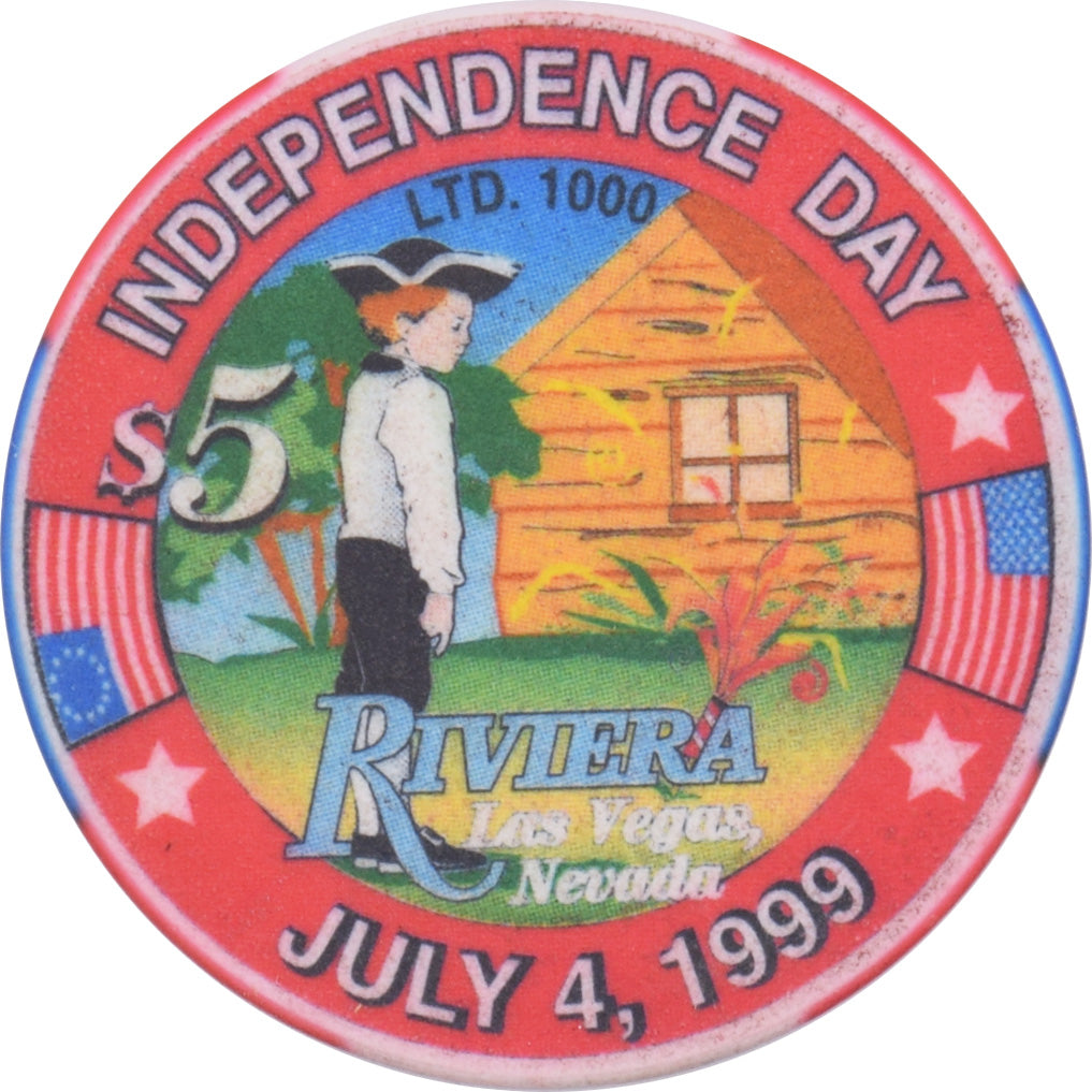 Riviera Casino Las Vegas Nevada $5 Independence Day Chip 1999