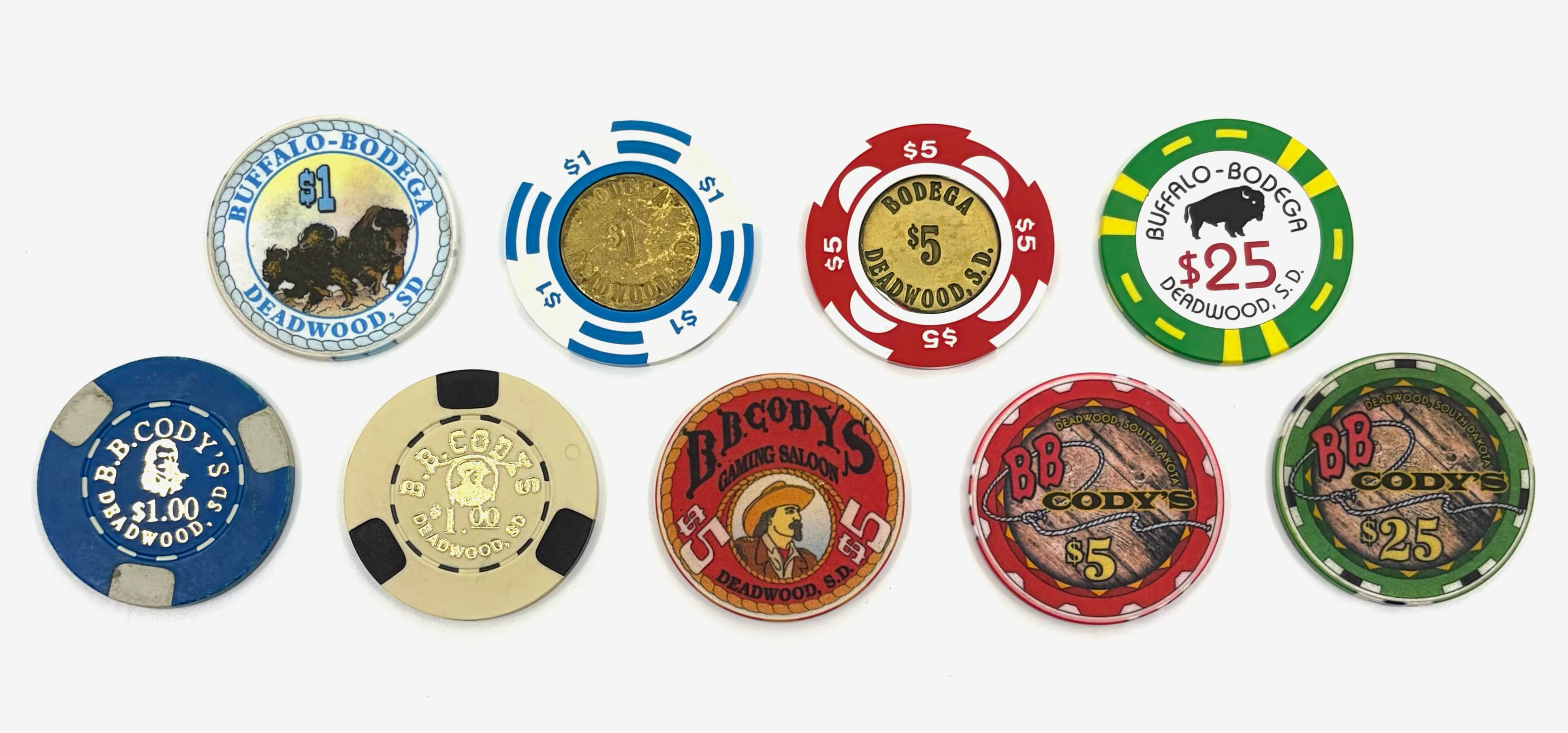 Deadwood South Dakota Collector Chip Set of 9