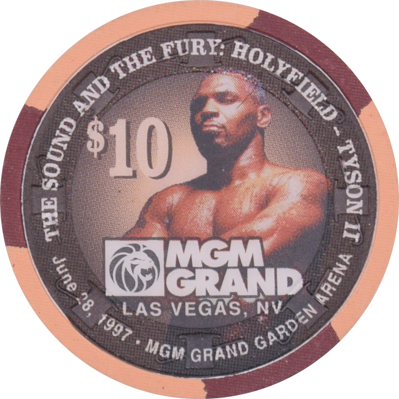 MGM Grand Casino Las Vegas Nevada $10 Holyfield vs Tyson II Bite Fight Chip 1997