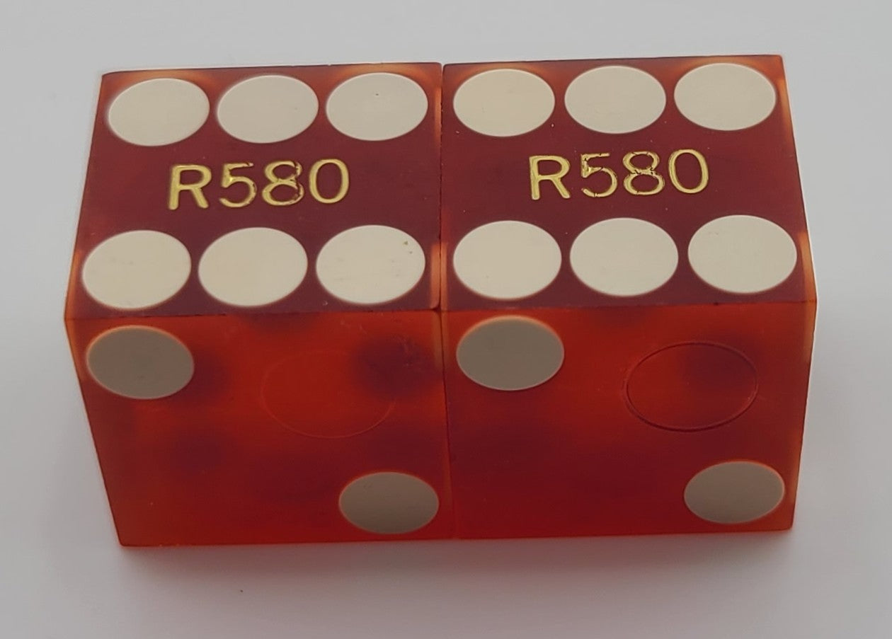 Circus Circus Casino Reno Nevada Pair of Red Used Dice Matching Number 1970's