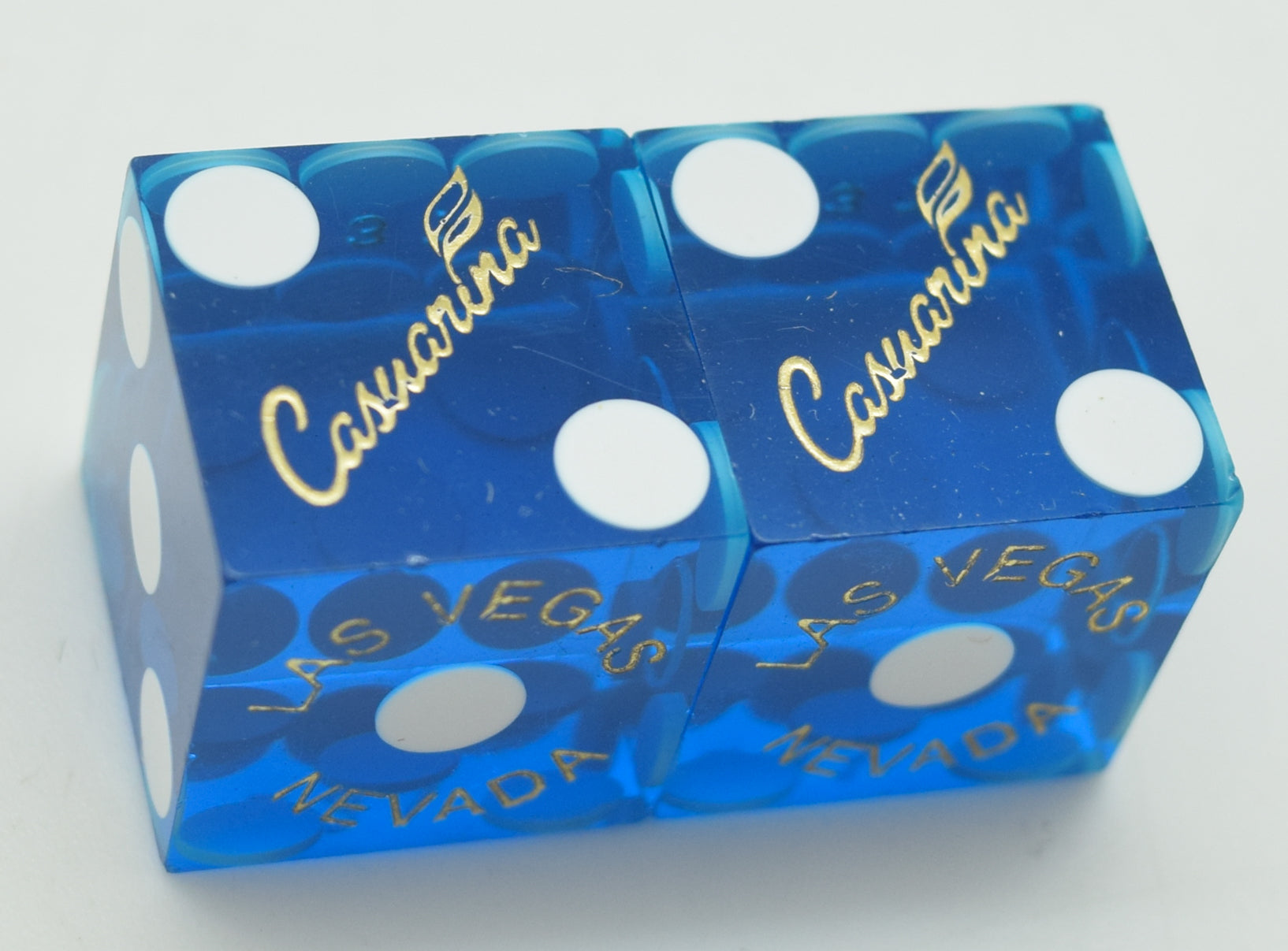 Casuarina Las Vegas Blue Dice Pair Matching Numbers