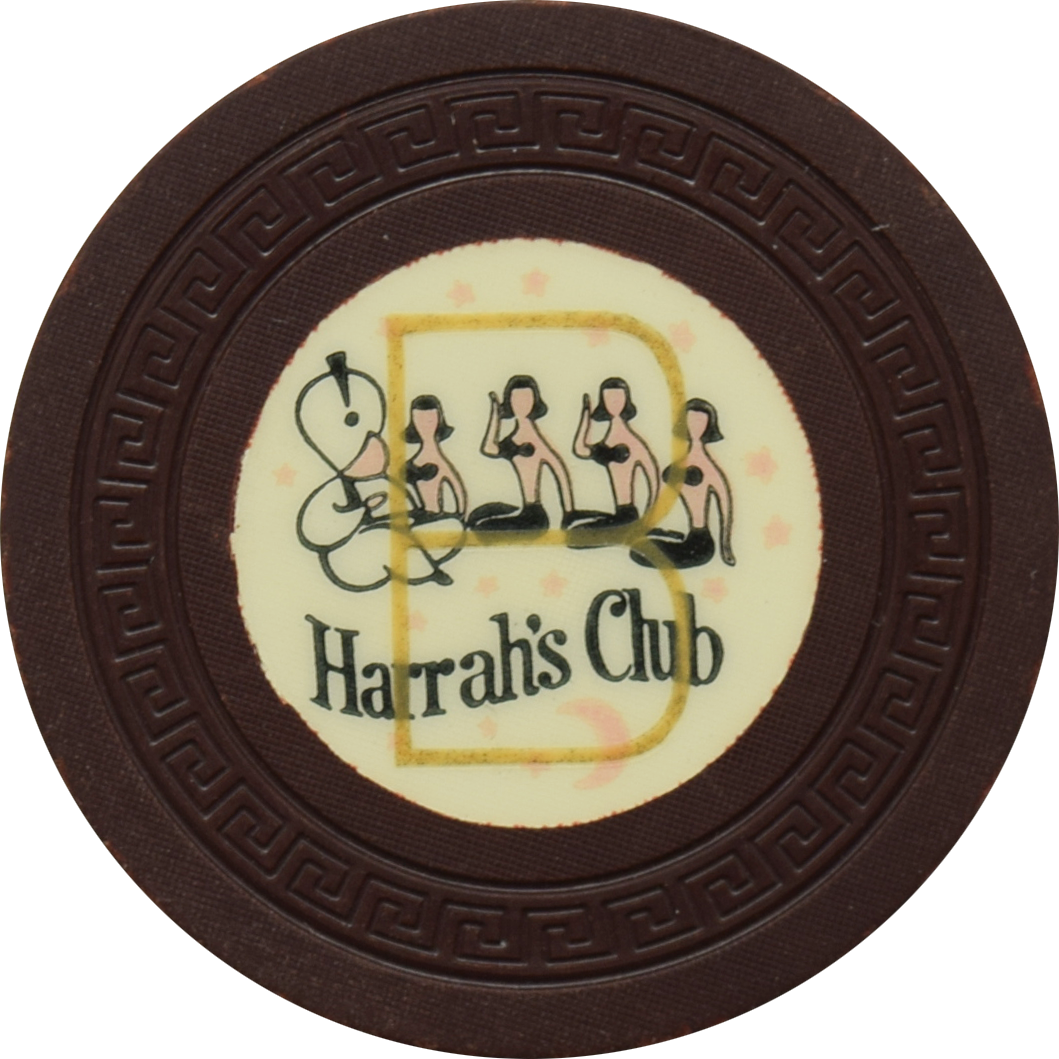 Harrah's Casino Reno & Lake Tahoe Nevada Brown Overstamped B Inlay Roulette Chip 1956