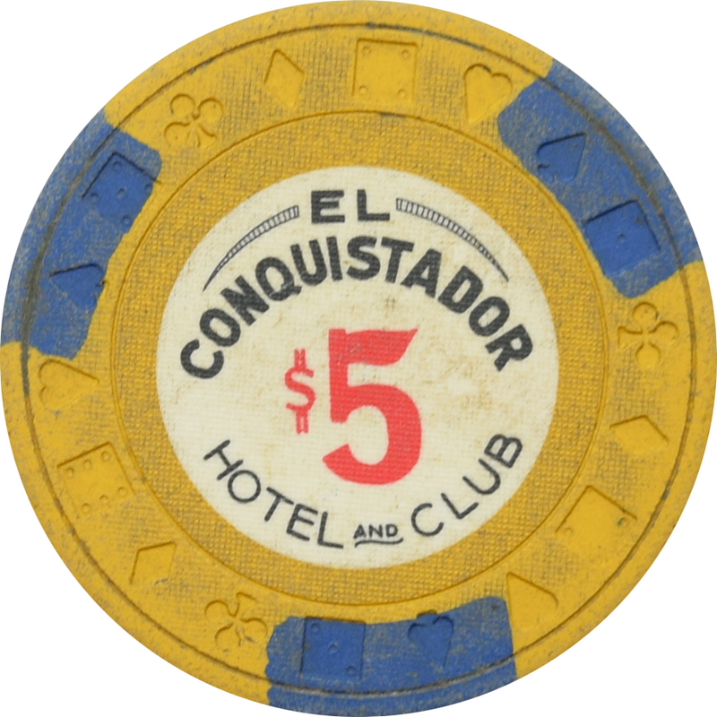 El Conquistador Hotel and Club Puerto Rico $5 Ewing Yellow Chip