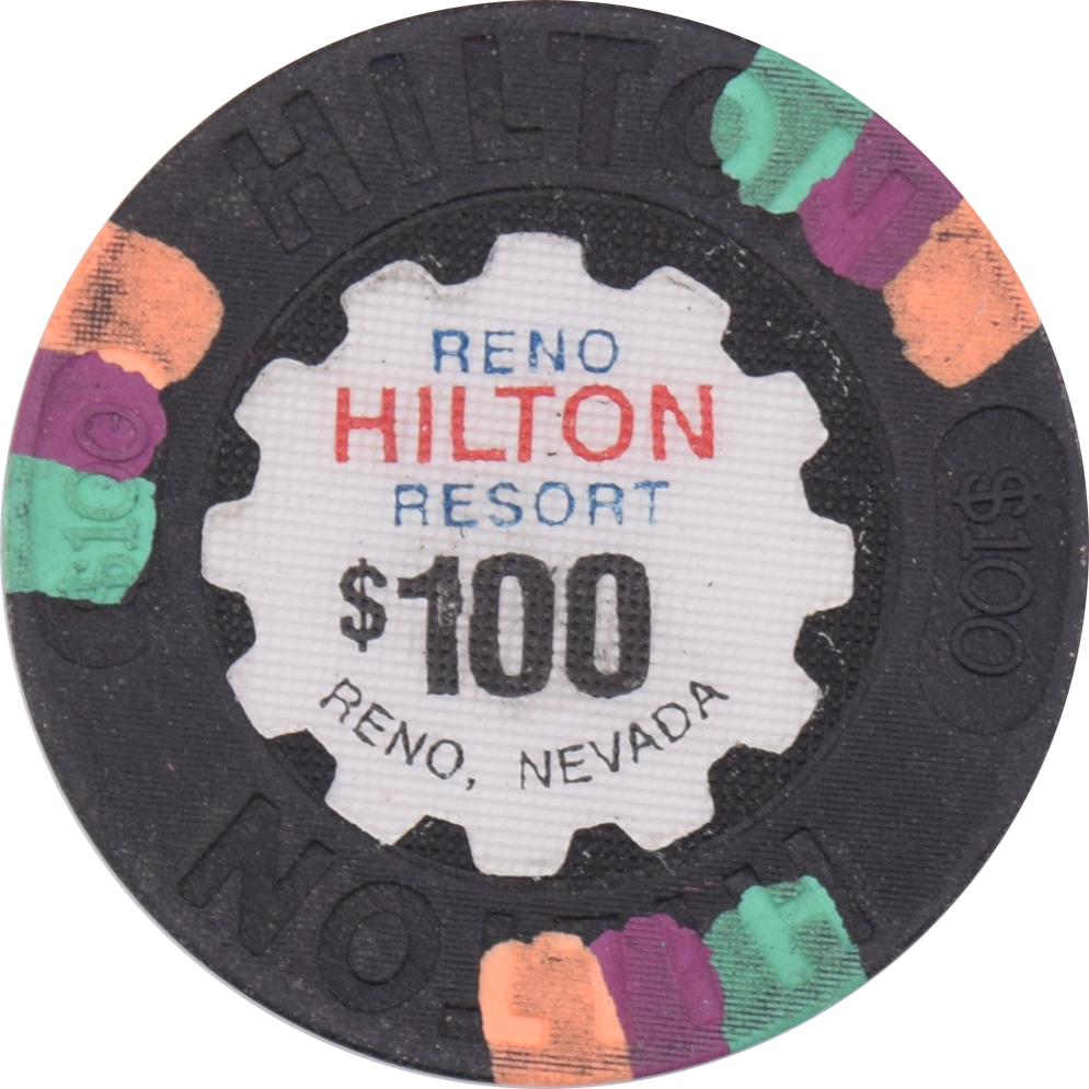 Hilton Resort Casino Reno Nevada $100 Chip 1992
