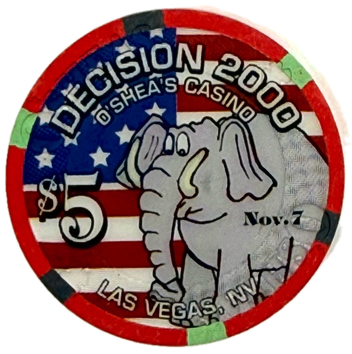 O'Shea's Casino Las Vegas NV $5 Decision 2000 Chip