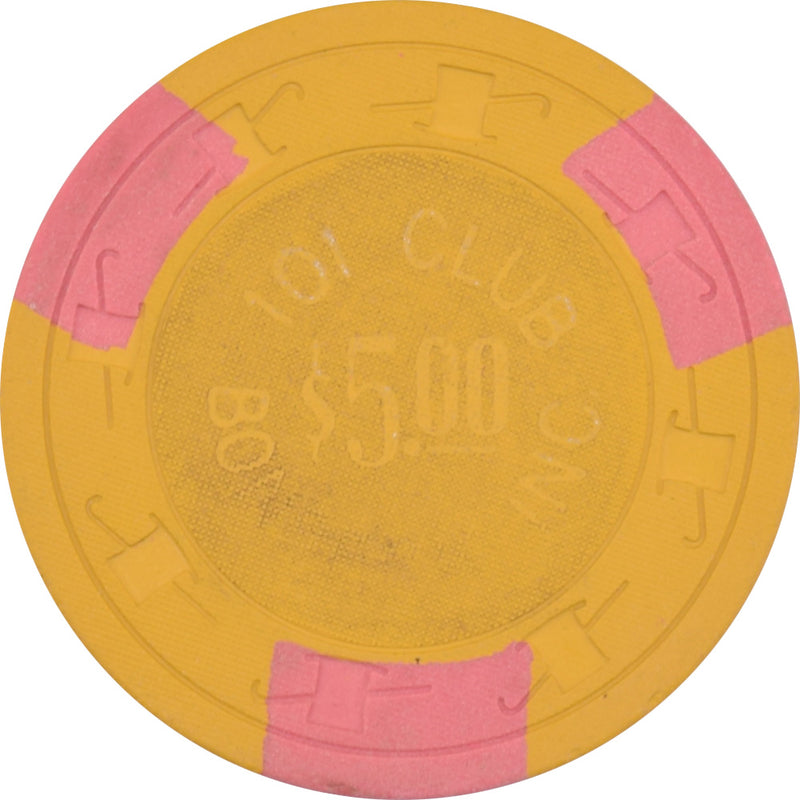 101 Club Bonbeck INC Casino N. Las Vegas Nevada $5 Chip 1972