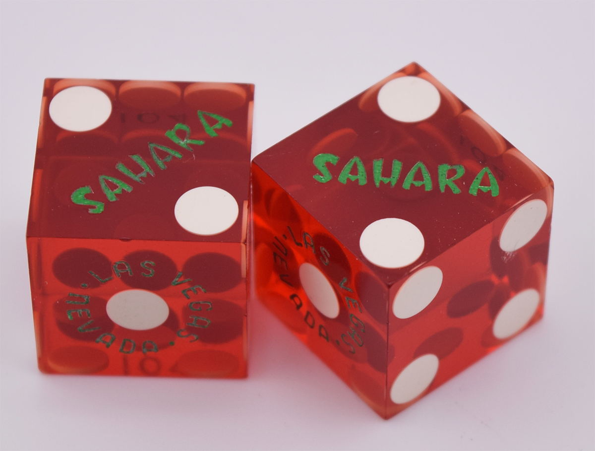 Sahara Casino Las Vegas Matching Number Green Logo Dice Pair Polished