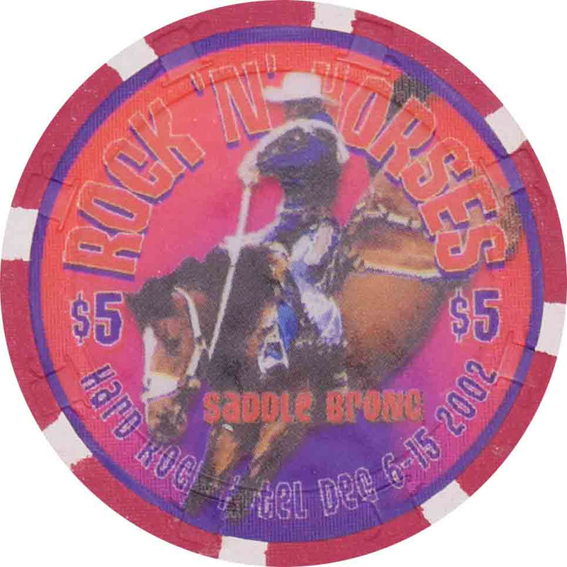 Hard Rock Casino Las Vegas Nevada $5 Rock-N-Horses / Saddle Bronc Chip 2002
