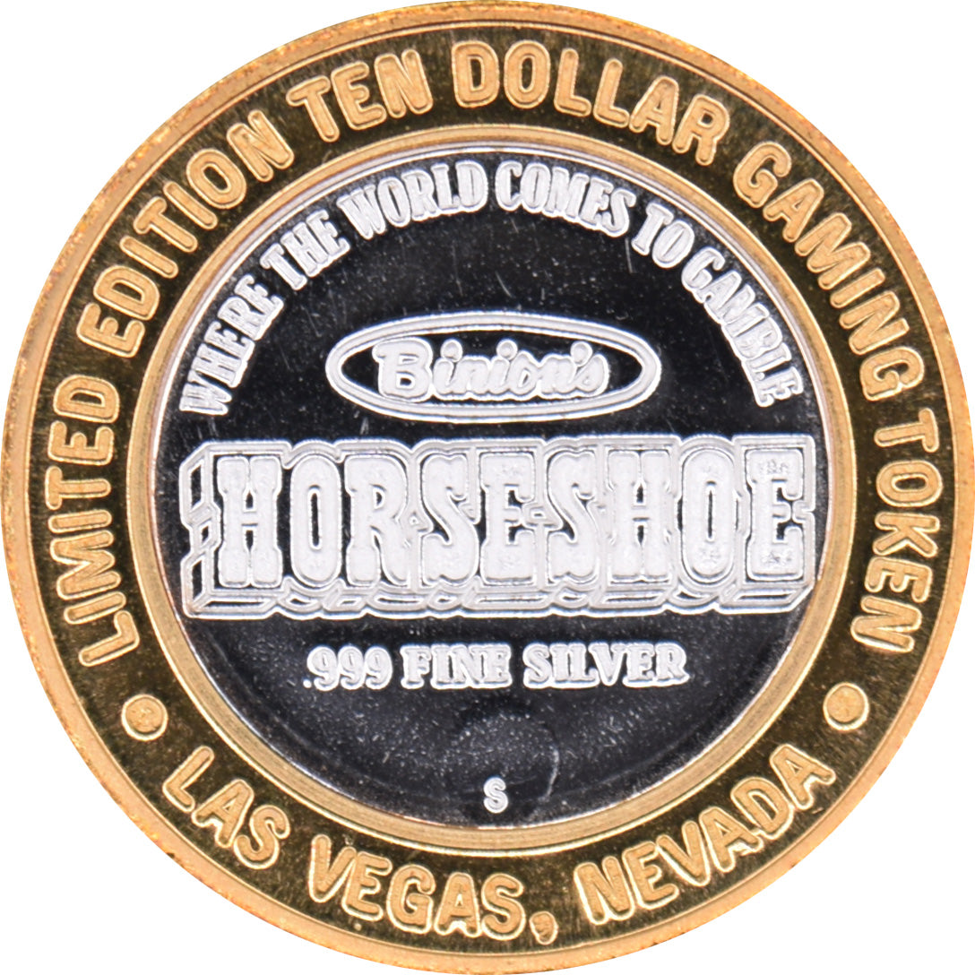 Horseshoe Club (Binion's) Casino "Benny's Bust" $10 Silver Strike .999 Fine Silver 1999