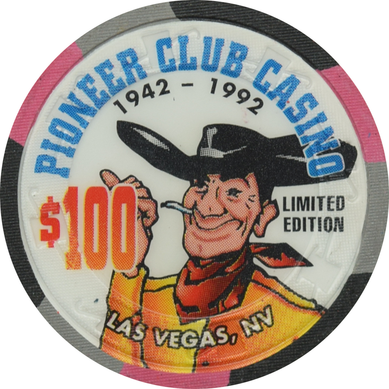 Pioneer Club Casino Las Vegas Nevada $100 50th Anniversary Chip 1995