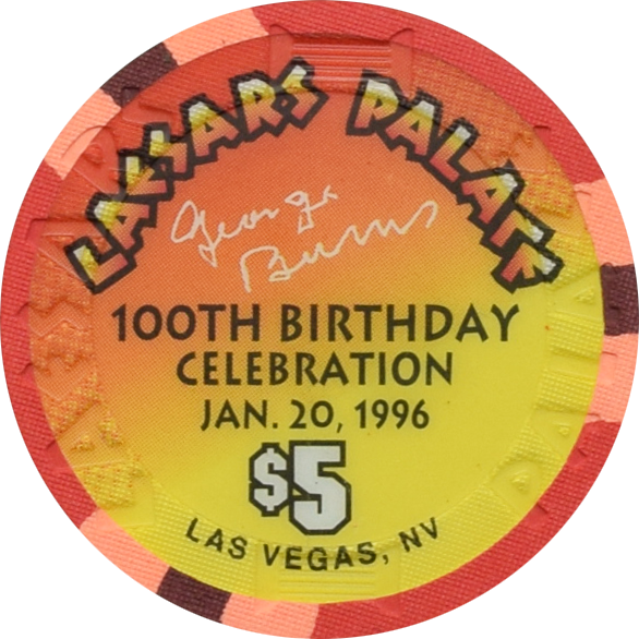 Caesars Palace Casino Las Vegas Nevada $5 George Burns Chip 1995