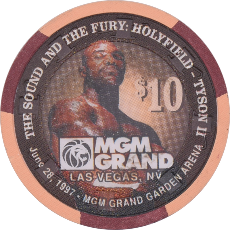 MGM Grand Casino Las Vegas Nevada $10 Holyfield vs Tyson II Bite Fight Chip 1997