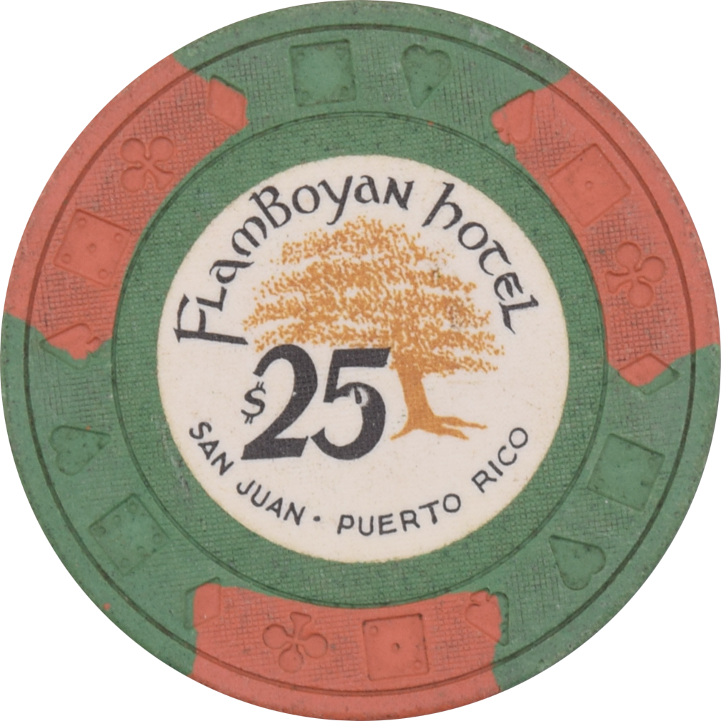 Flamboyan Hotel Casino San Juan Puerto Rico $25 Green Ewing Chip