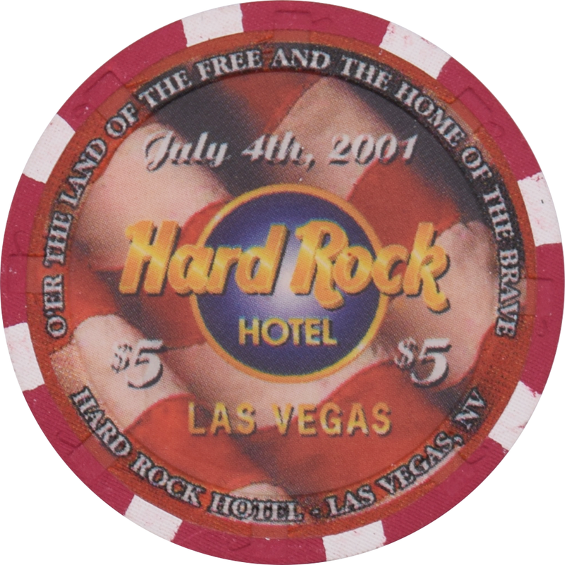 Hard Rock Casino Las Vegas Nevada $5 Independence Day Chip 2001