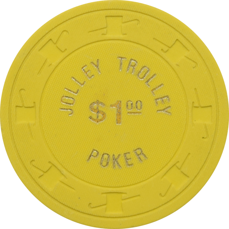Jolly Trolley Casino Las Vegas Nevada $1 Yellow Poker Chip 1981