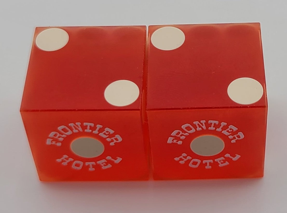Frontier Casino Las Vegas Nevada Pair of Used Red Dice Matching Numbers 1970's