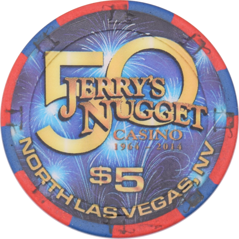 Jerry's Nugget Casino N. Las Vegas Nevada $5 50th Anniversary Chip 2014