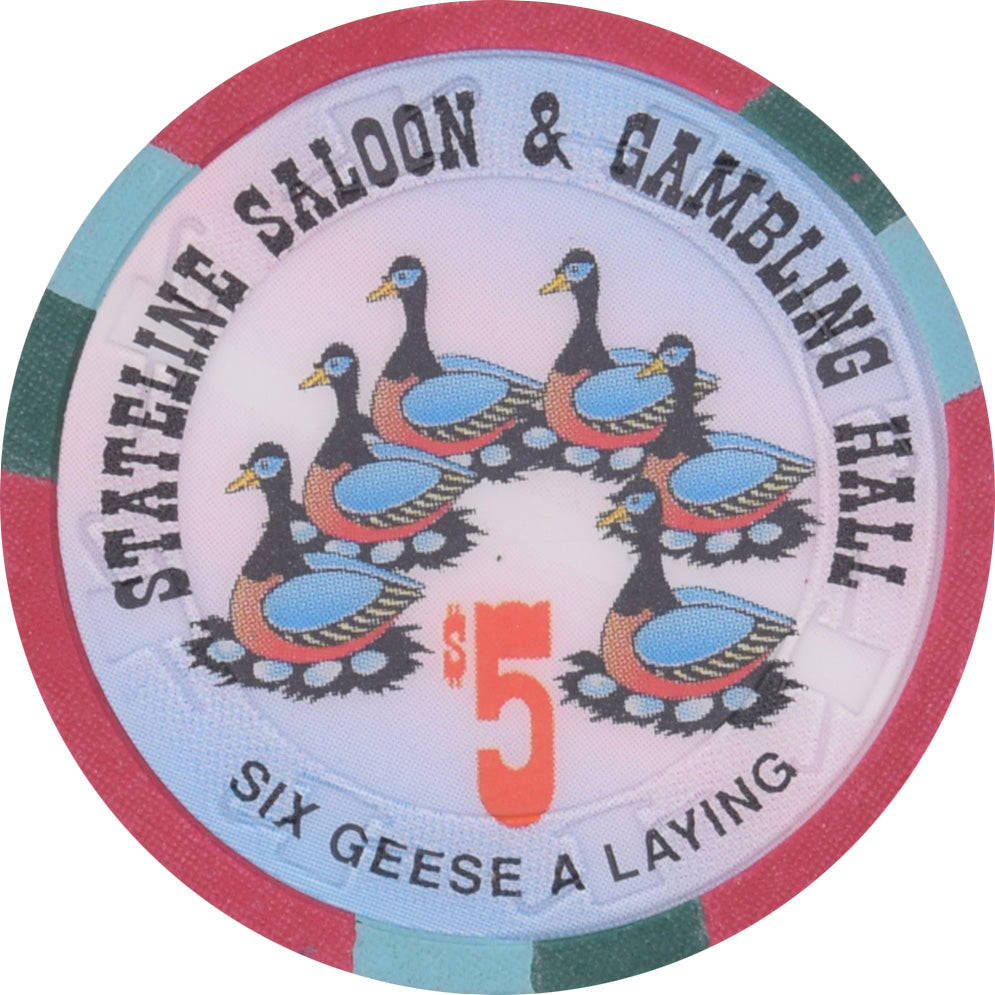 Stateline Saloon Casino Amargosa Valley Nevada $5 Six Geese A Laying Chip 1996