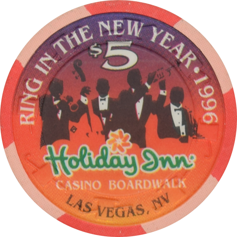 Holiday Inn Casino Boardwalk Las Vegas Nevada $5 Ring in the New Year Chip 1995